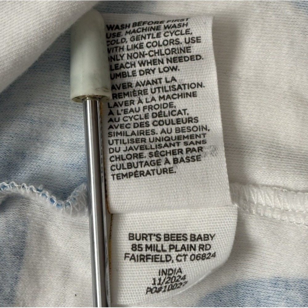 Lot of 4- BURTS BEES Baby Pajamas Organic Cotton Infant Mittens-Size 0-3 Months - Picture 5 of 7